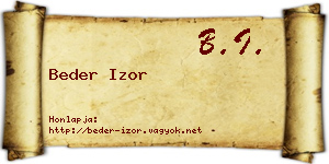 Beder Izor névjegykártya